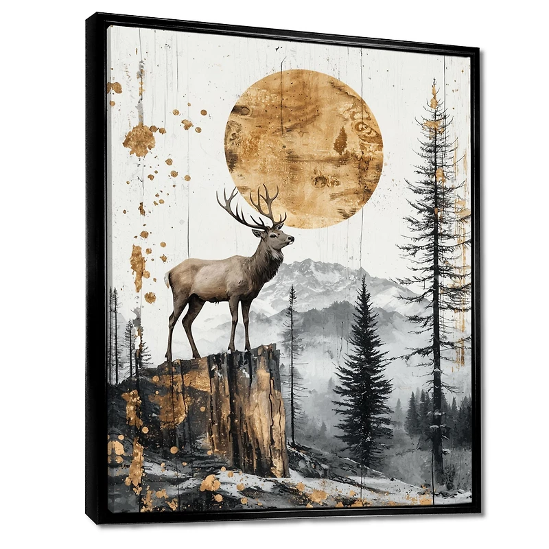 Grace in the Wild – Golden Deer Forest Landscape