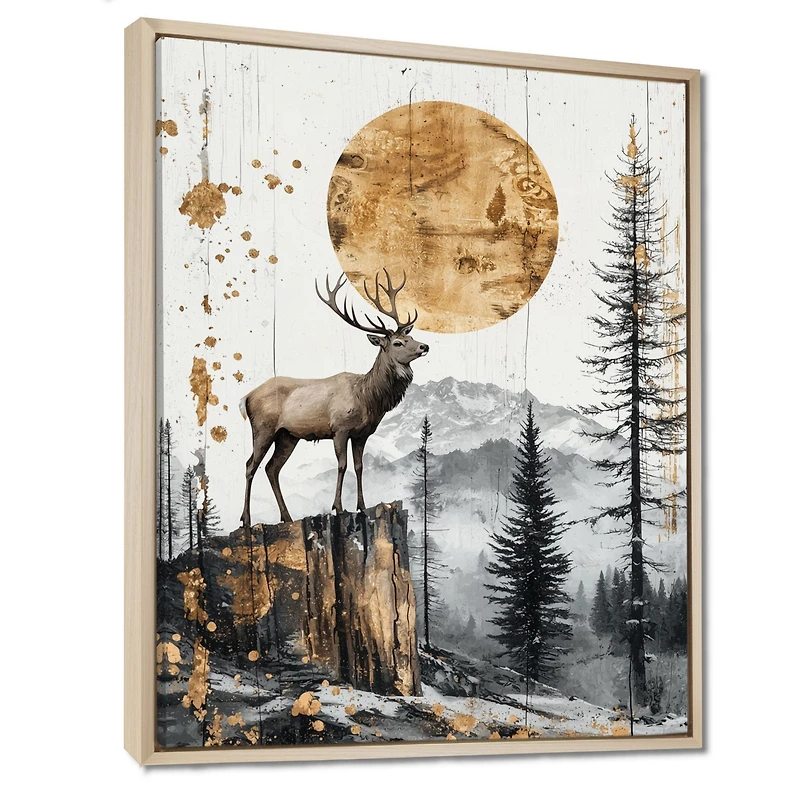 Grace in the Wild – Golden Deer Forest Landscape