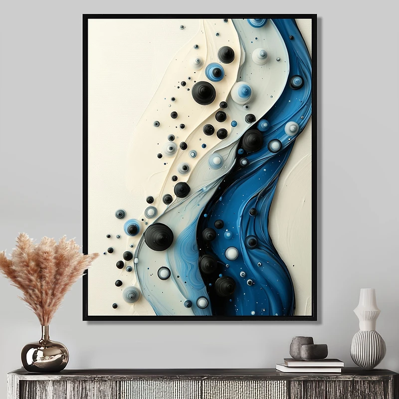 Art mural sérénité rythmique aqua abstrait « Rhythmic Serenity »