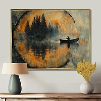 Art mural pêche en rivière paysage nature paisible