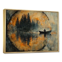 Art mural pêche en rivière paysage nature paisible