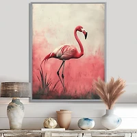 Art mural flamant rose reflets eau tropicale « Flamingo Reflections »