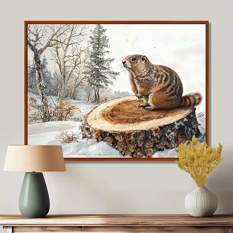Winter Marmot – Forest Animal Landscape Scene