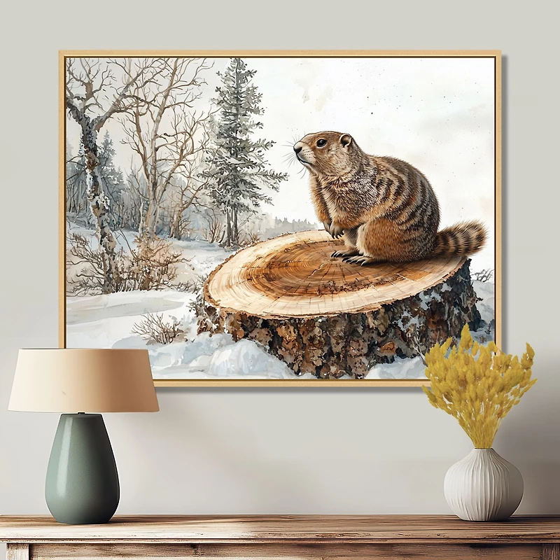 Art mural marmotte hivernale