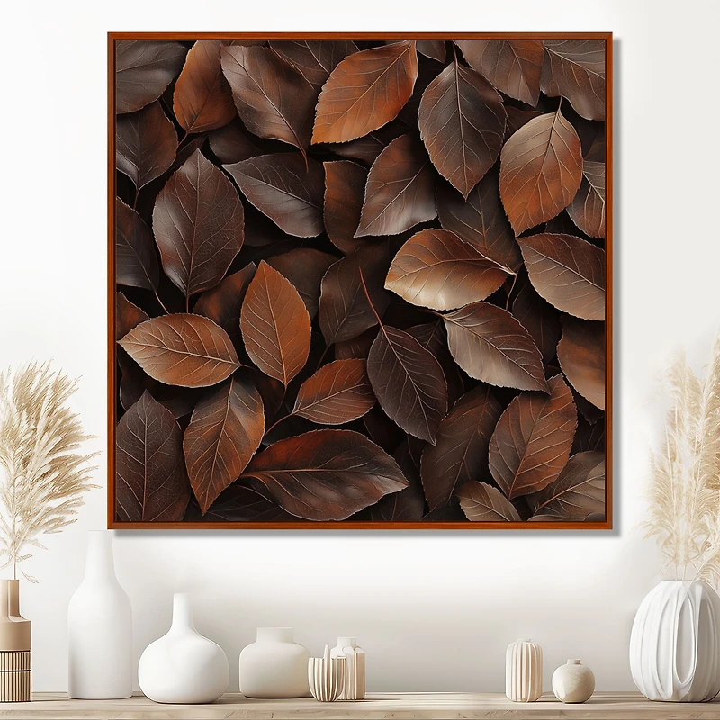 Art mural feuilles sable « Earthy Brown Nature Abstraction »