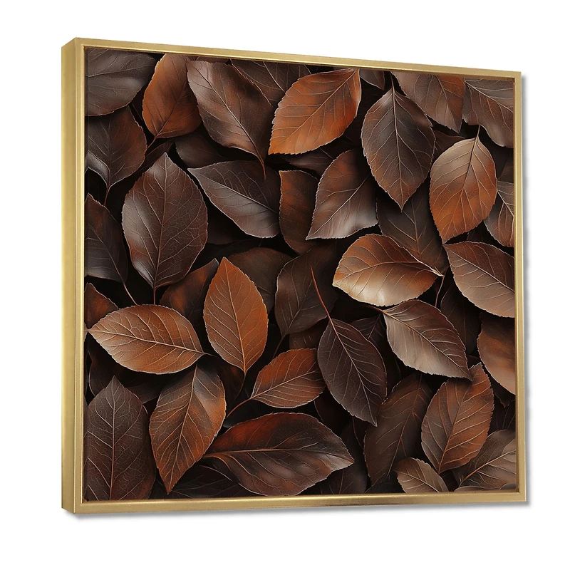 Art mural feuilles sable « Earthy Brown Nature Abstraction »