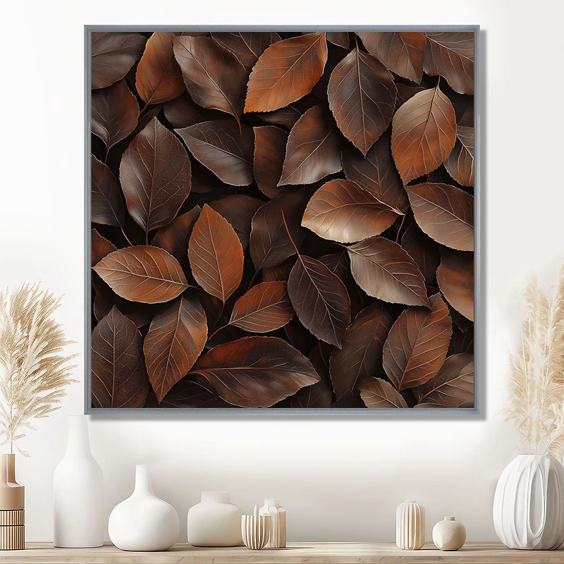 Art mural feuilles sable « Earthy Brown Nature Abstraction »