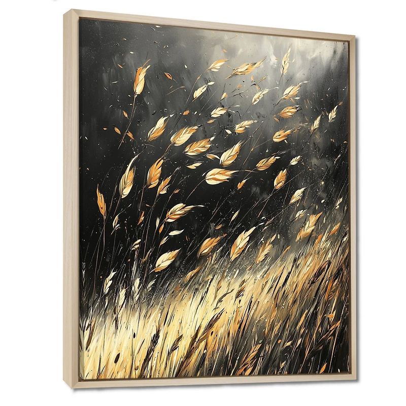 Art mural brise de prairie feuilles dorées