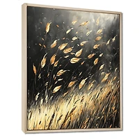 Art mural brise de prairie feuilles dorées