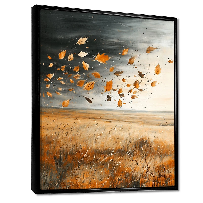 Art mural prairie balayée par le vent feuilles d’automne