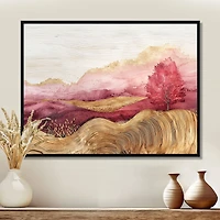 Art mural pré rose champ de blé