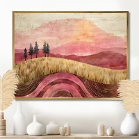 Country Wheat and Roses – Golden Meadow Scene