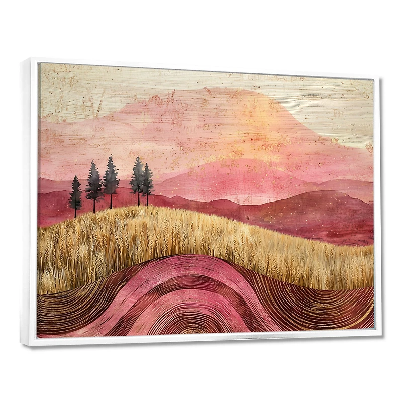 Art mural blé et roses scène de prairie dorée