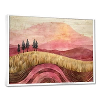 Art mural blé et roses scène de prairie dorée