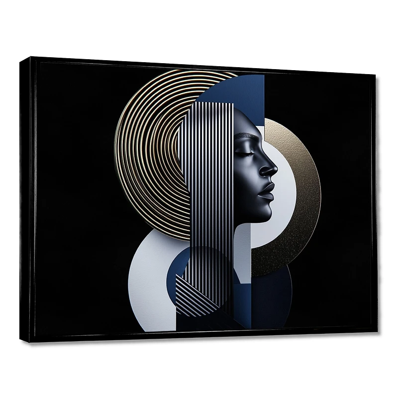 Art mural femme géométrique symétrie sombre