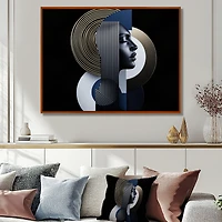 Art mural femme géométrique symétrie sombre