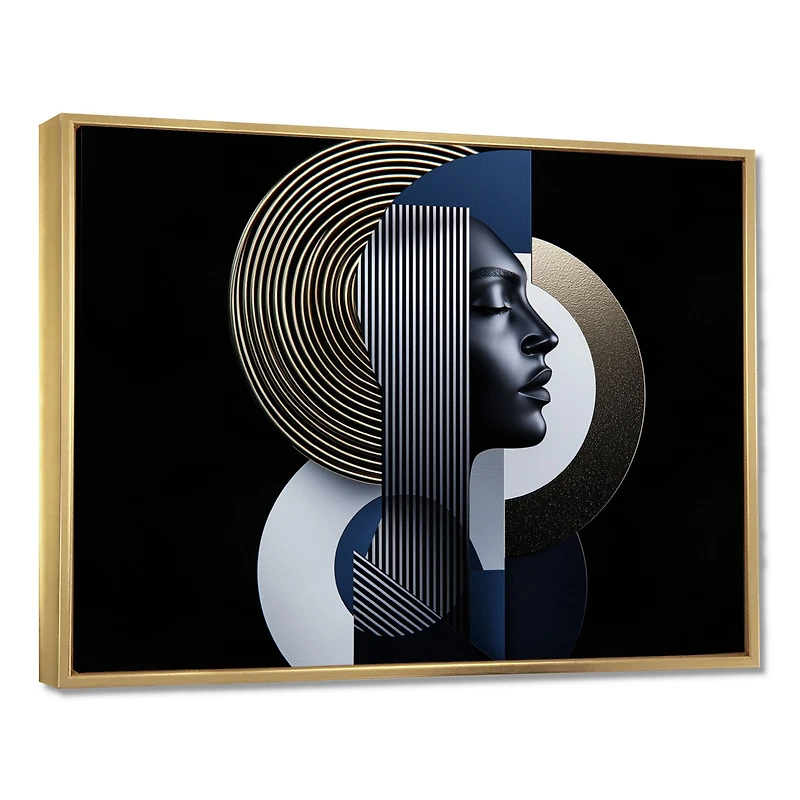 Art mural femme géométrique symétrie sombre