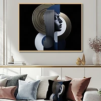 Art mural femme géométrique symétrie sombre