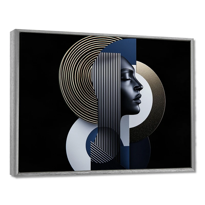 Art mural femme géométrique symétrie sombre