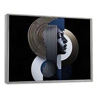 Art mural femme géométrique symétrie sombre