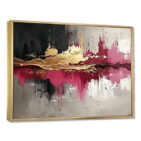 Art mural fusion or et rose abstrait expressionniste