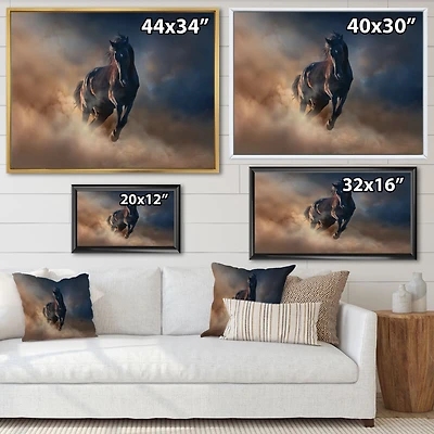 Black Stallion Horse  Canvas