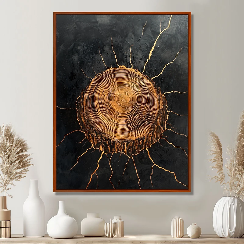 Art mural texture abstraite rondin onyx