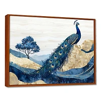 Art mural paon doré paysage abstrait aqua-agate