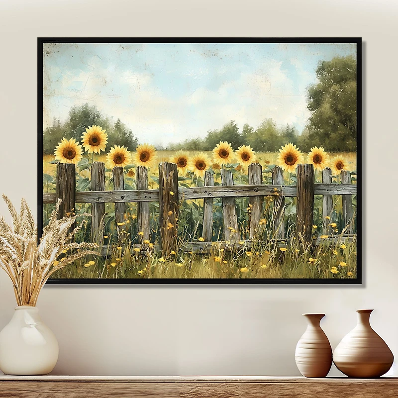 Barnside Sunflowers – Bright Country Fence Art