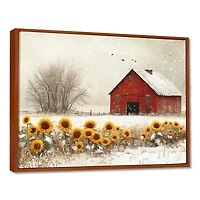 Art mural charme rustique « Winter Barn Sunflowers »