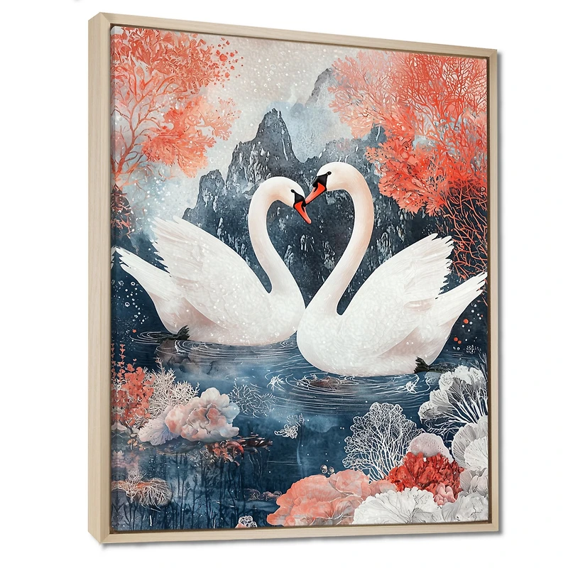 Art mural deux cygnes amour et grâce « Two Swans »
