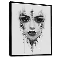 Art mural esprit méditatif portrait féminin monochrome