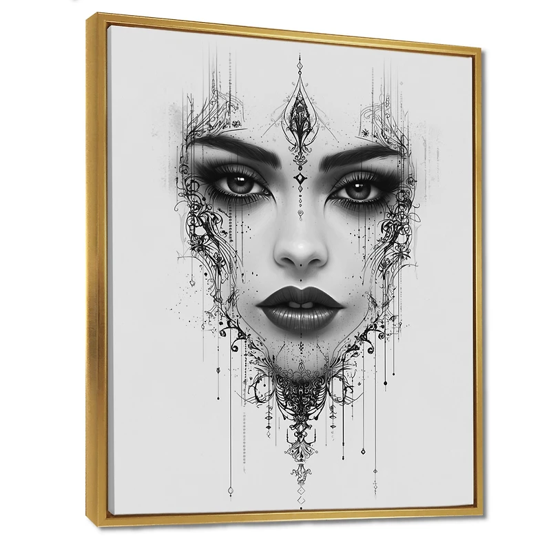 Art mural esprit méditatif portrait féminin monochrome