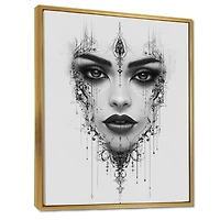 Art mural esprit méditatif portrait féminin monochrome