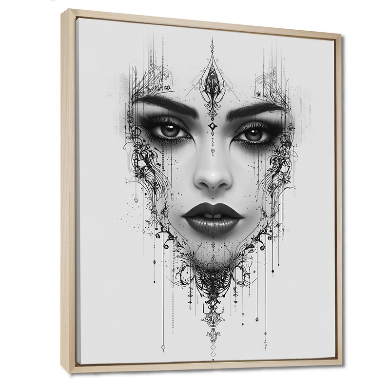 Art mural esprit méditatif portrait féminin monochrome