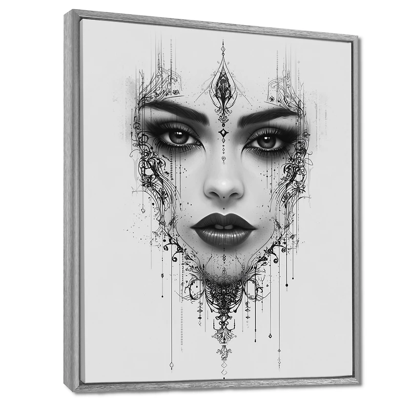 Art mural esprit méditatif portrait féminin monochrome