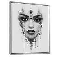 Art mural esprit méditatif portrait féminin monochrome