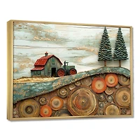 Art mural grange enneigée « Snowy Barn Scene »