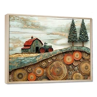 Art mural grange enneigée « Snowy Barn Scene »