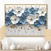Art mural fleurs sauvages bleu et blanc