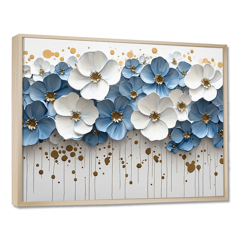 Art mural fleurs sauvages bleu et blanc