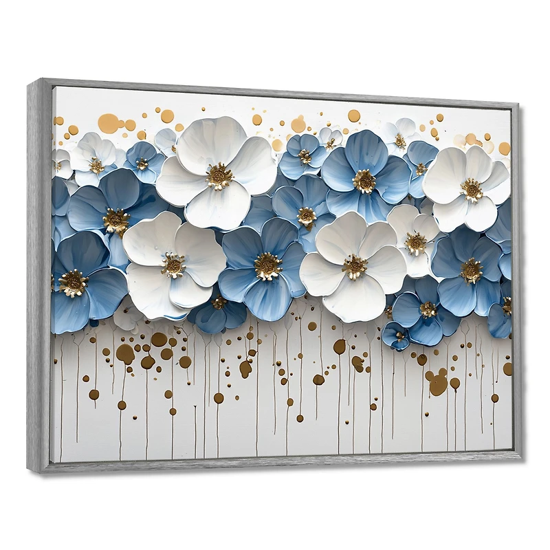 Art mural fleurs sauvages bleu et blanc
