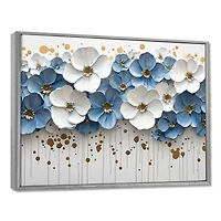 Art mural fleurs sauvages bleu et blanc