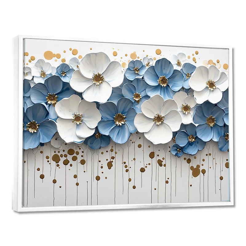 Art mural fleurs sauvages bleu et blanc