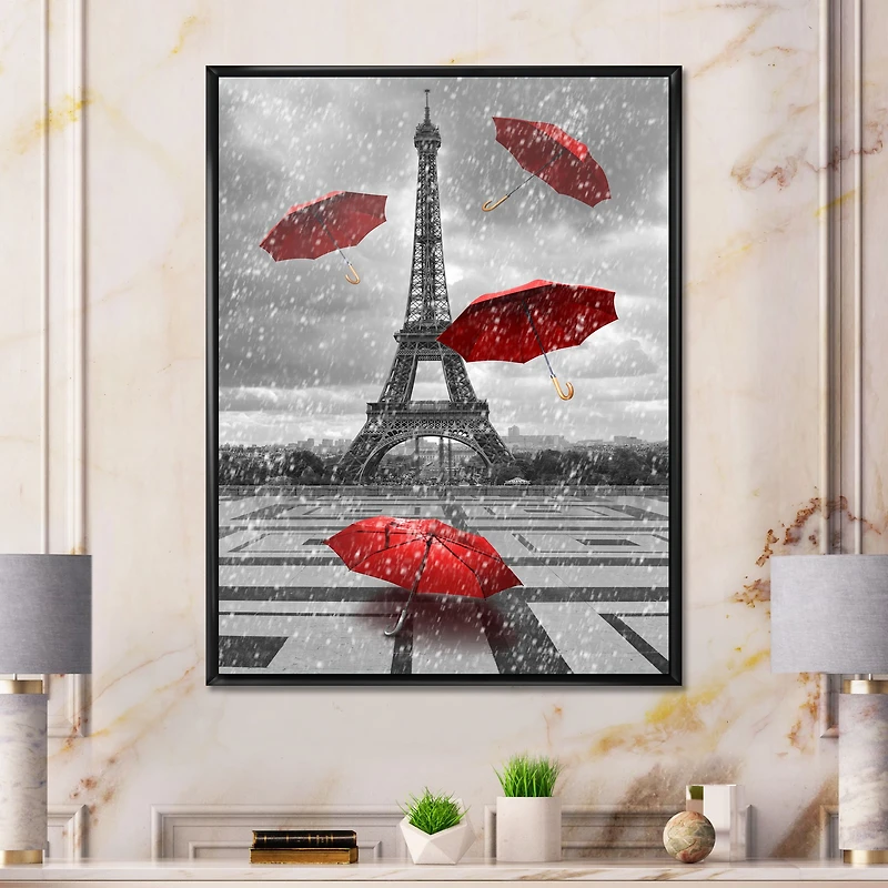 Flying Umbrella with Eiffel Tower  Canvas