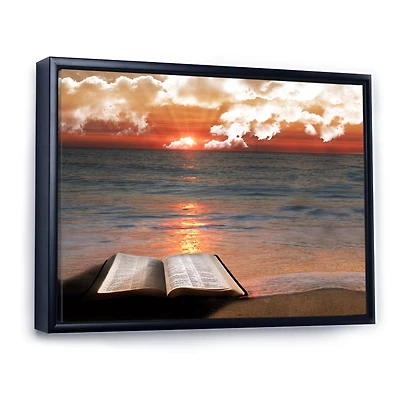 Open Bible Cloudy Sunset Wall Art