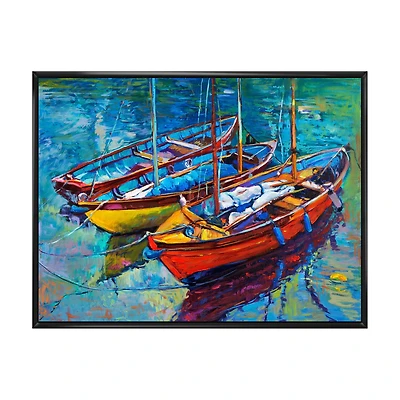 Three Fishing Boat  Canvas Wall Art
