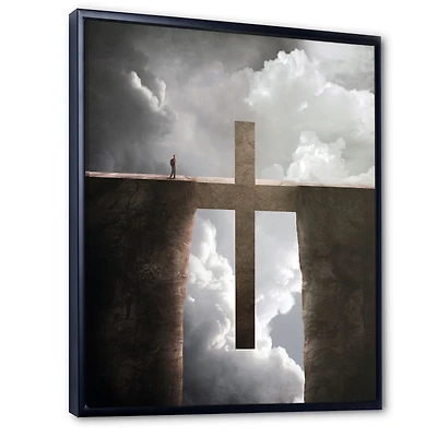 Big Cross between Two Cliffs  Canvas Wall Art