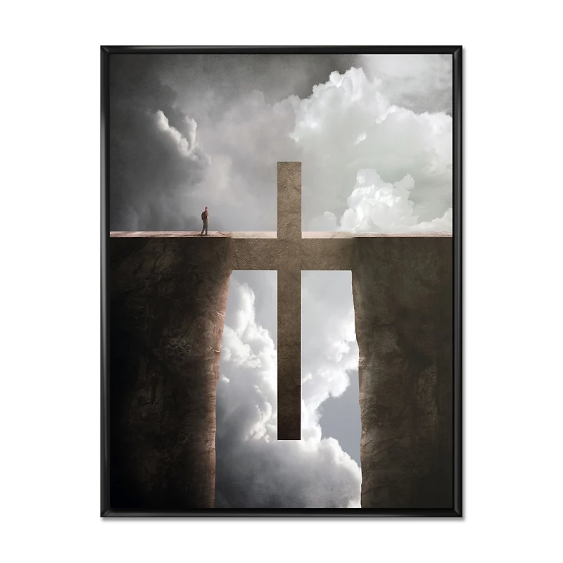Big Cross between Two Cliffs  Canvas Wall Art