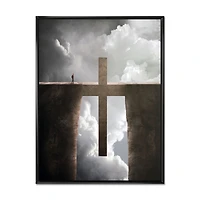 Big Cross between Two Cliffs  Canvas Wall Art
